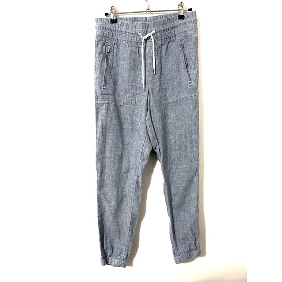 NEW Athleta Light Blue Chambray Cabo Linen Jogger Pants Size 0 - Picture 2 of 8